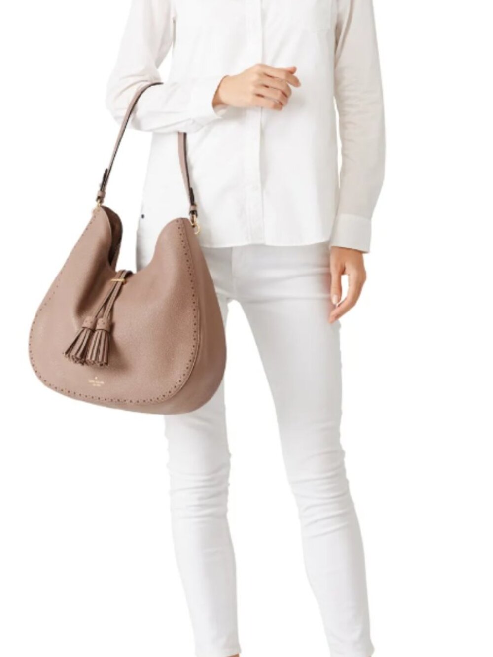 KATE SPADE New York NWOT Mauve James Street Mason Tassel Hobo Shoulder Bag - Picture 2 of 16